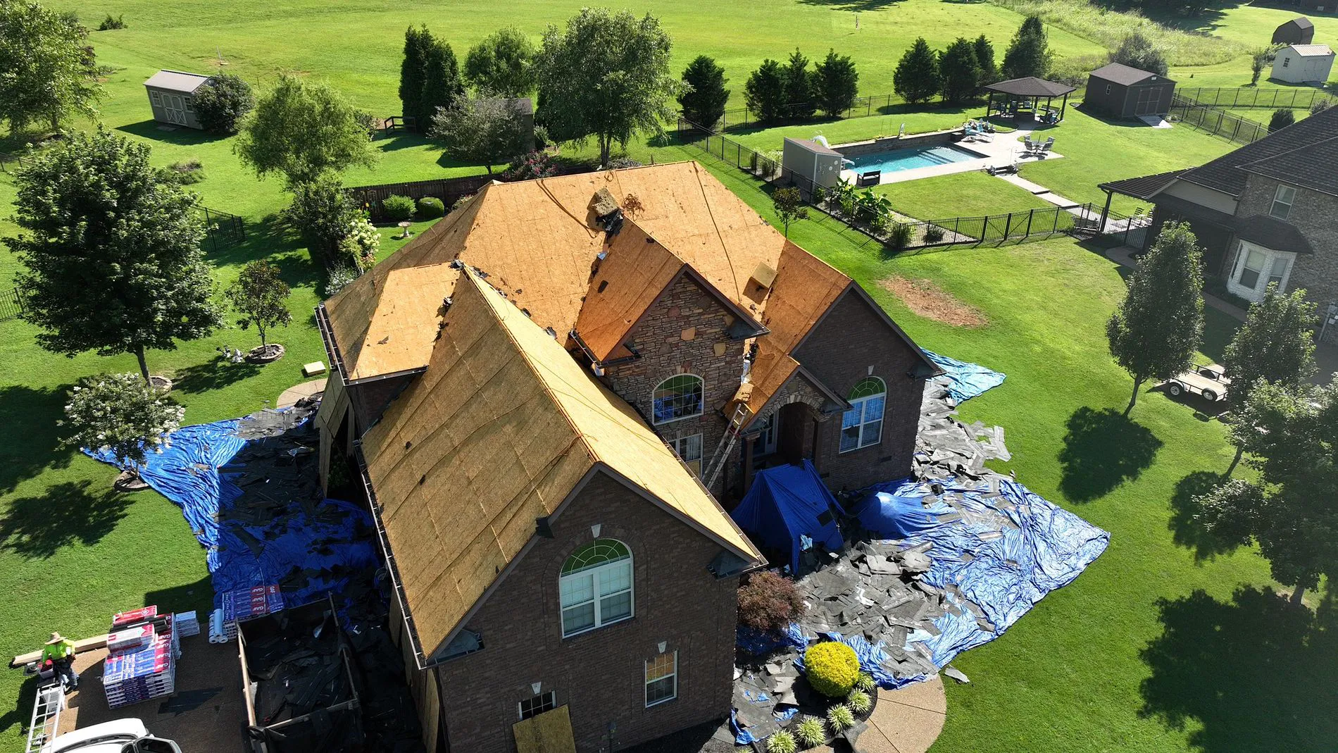 House in Lebanon TN with all shingles removed in preparation for a new roof installation